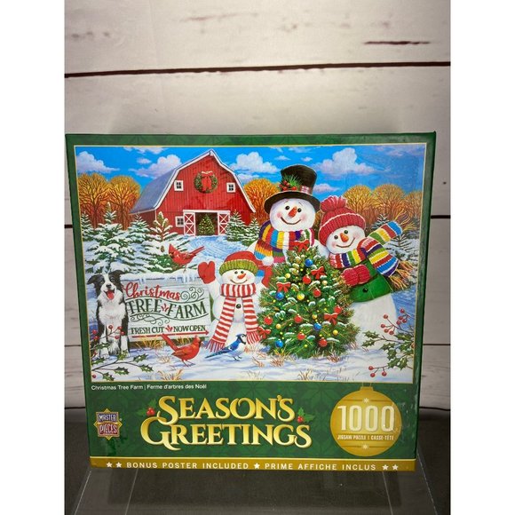 Season's Greetings Christmas‎ Tree Farm 1000 Piece Jigsaw Puzzle - Picture 2 of 13